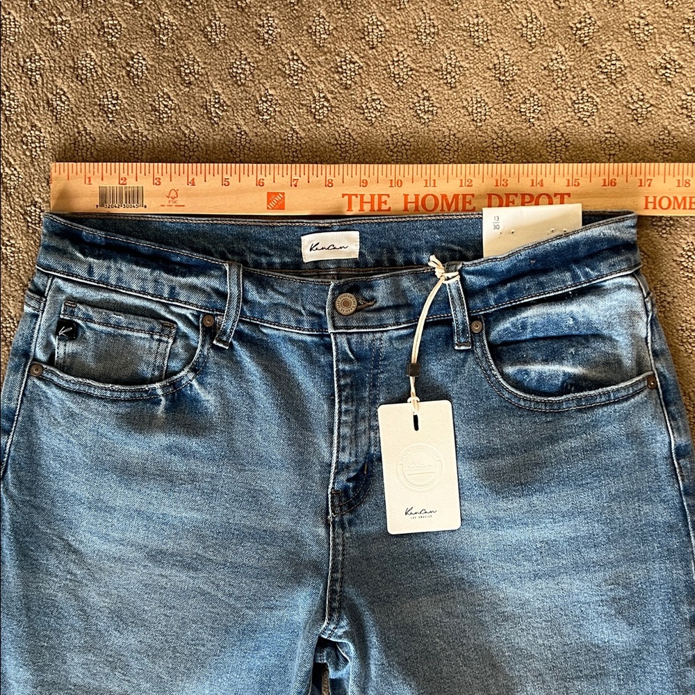 NEW Kancan Mid Rise Medium Blue Cuff Flare Denim Jean Sz 13 - Picture 6 of 8